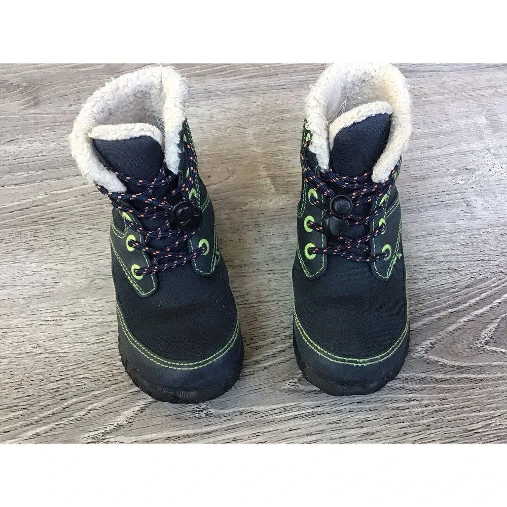 Bogs Skyler Lace Up Snow Boot Youth 11 Navy Blue Insulated Waterproof Faux Fur